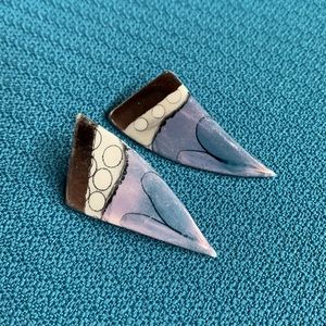 Vintage Porcelain hand glazed statement earrings, from late ‘80s